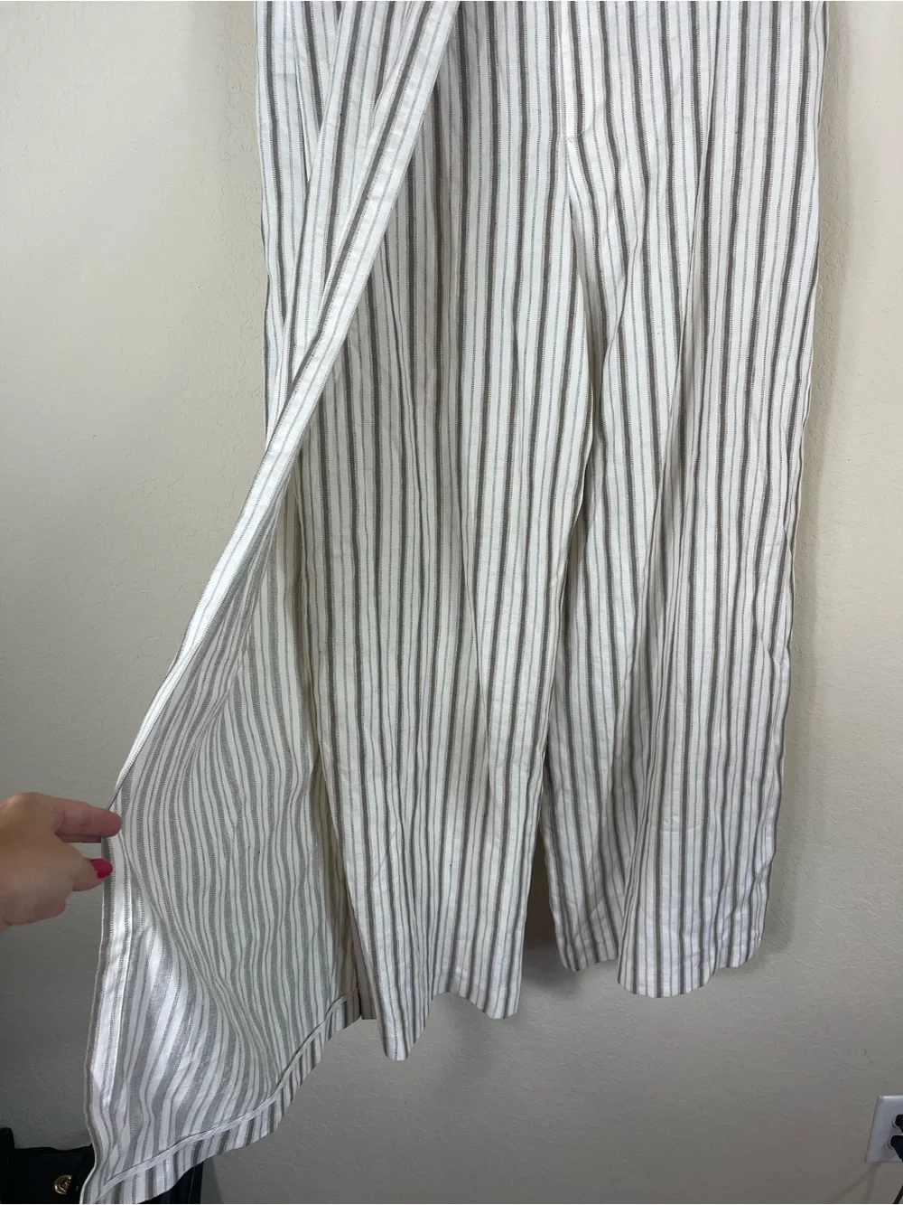 Zara Studio Linen Striped Wide Leg Wrap Trouser Pants Size XL NWT